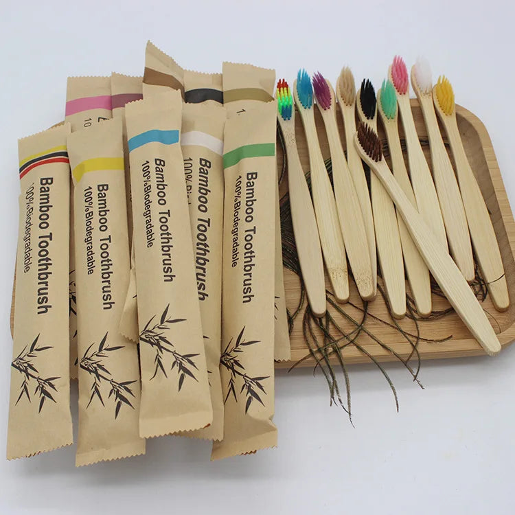 Craft Plus reusable eco-friendly bamboo toothbrush with natural bamboo handle and soft bristles, eco-conscious dental care tool.