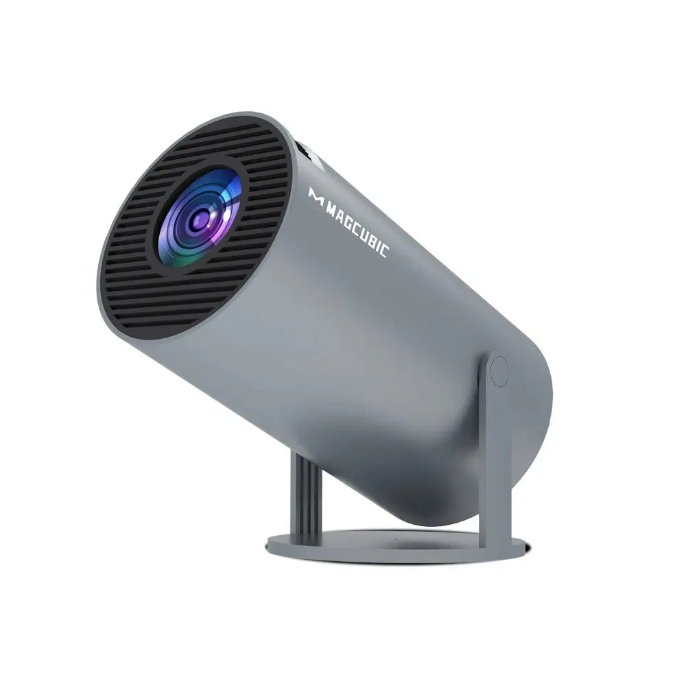 Craft Plus HY300 Pro 8K Android 14 projector displaying a bright, high-resolution image on a wall in a modern home theater setup.