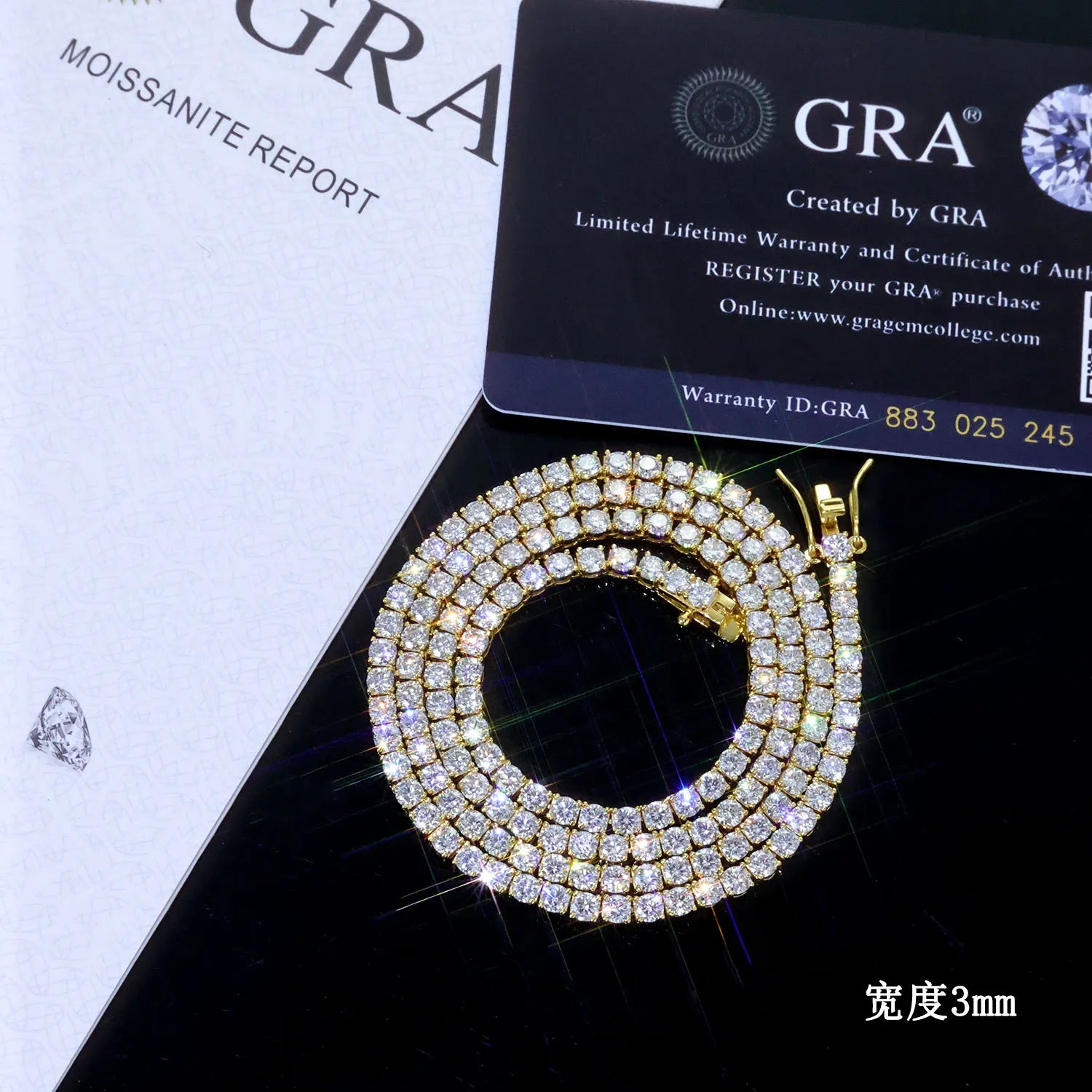 Craft Plus Hip Hop Moissanite Tennis Necklace with sparkling moissanite stones on a delicate chain, elegant jewelry for everyday wear.