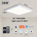 Smart LED ceiling lamp with wood grain finish, featuring Alexa and Google voice control by Craft Plus.