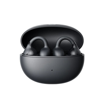 Craft Plus open-ear wireless ear clip earbud shown on a user's ear with sleek design and comfortable fit.