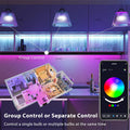 Color changing LED light from Craft Plus with music sync feature, emitting vibrant lights in a modern design.