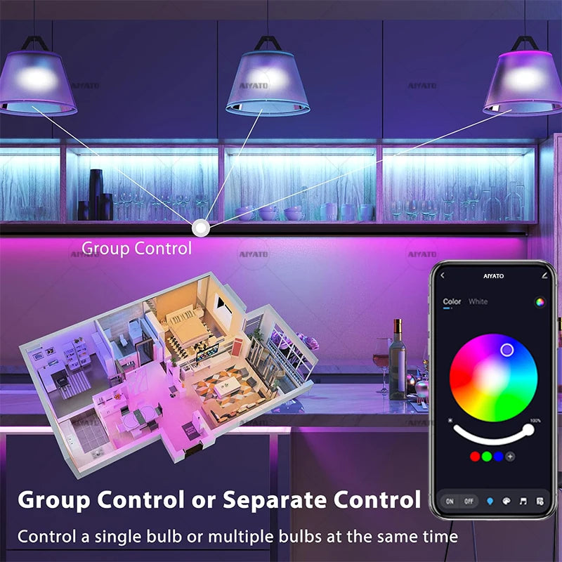 Color changing LED light from Craft Plus with music sync feature, emitting vibrant lights in a modern design.