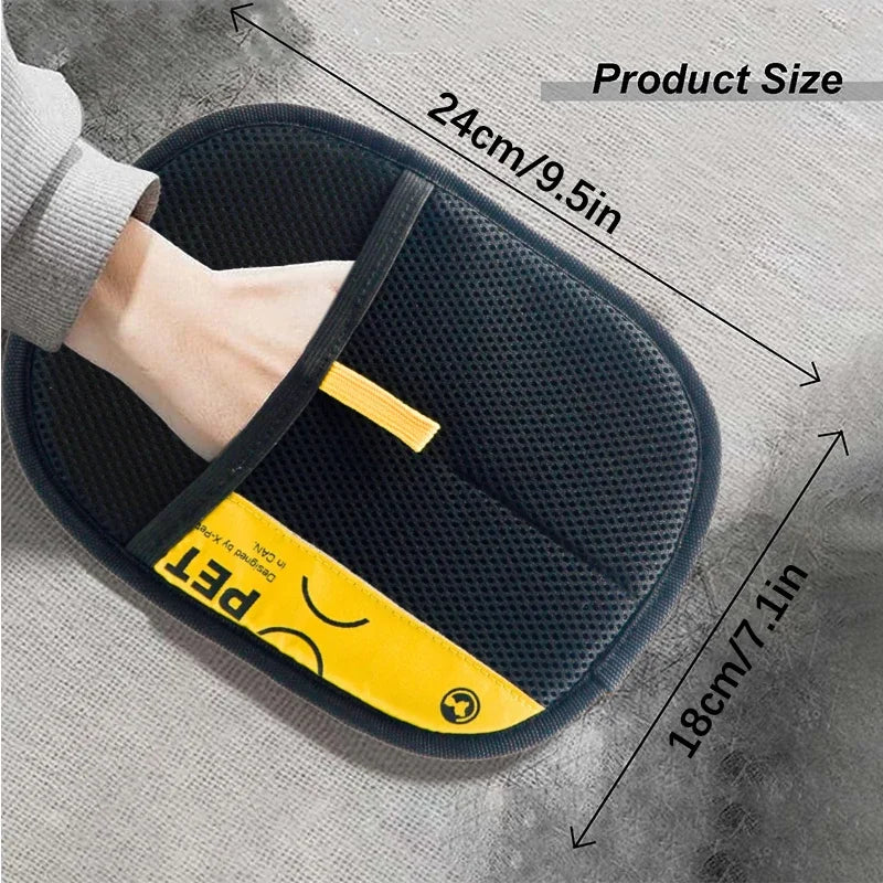 Craft Plus electrostatic pet hair remover grooming gloves showing textured surface for effective fur removal from pets.