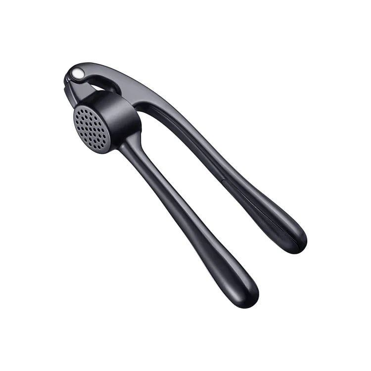 Craft Plus premium stainless steel garlic press with ergonomic handle, showcasing its durable construction and garlic crushing mechanism.