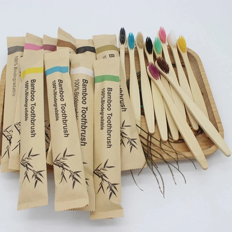 Craft Plus reusable eco-friendly bamboo toothbrush with natural bamboo handle and soft bristles, eco-conscious dental care tool