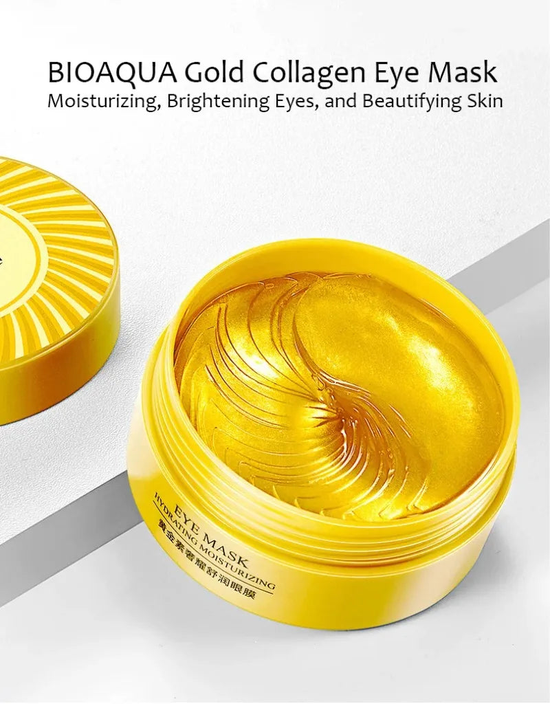 Craft Plus collagen eye mask gel patches for puffiness and wrinkles, shown on a clean, smooth under-eye area.