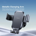 Craft Plus metal air vent mount for smartphones attached to a car air vent, holding a smartphone securely in place.