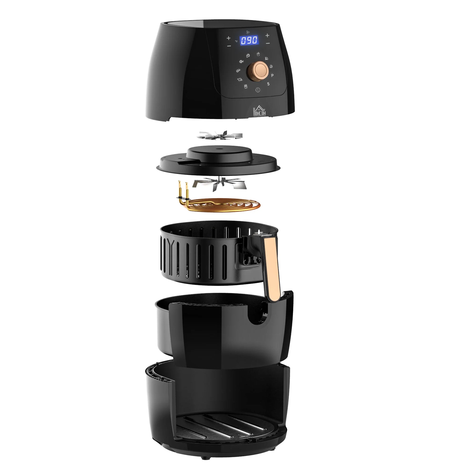 Craft Plus 5.5L 1700W air fryer with digital display, showing sleek black design and control panel for easy cooking.
