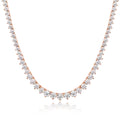 Sterling silver moissanite tennis necklace with sparkling stones, crafted by Craft Plus, displayed on a neutral background