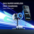 Craft Plus 25W 4-in-1 magnetic wireless charger stand with multiple device charging capabilities, shown holding a smartphone and accessories.