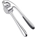 Craft Plus premium stainless steel garlic press with ergonomic handle and built-in cleaner for efficient garlic crushing.