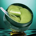 Craft Plus collagen eye mask gel patches for puffiness and wrinkles, shown on a woman's under-eye area.