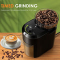 Craft Plus adjustable 28 electric burr coffee grinder with stainless steel conical burrs and compact design for fresh coffee grinding.